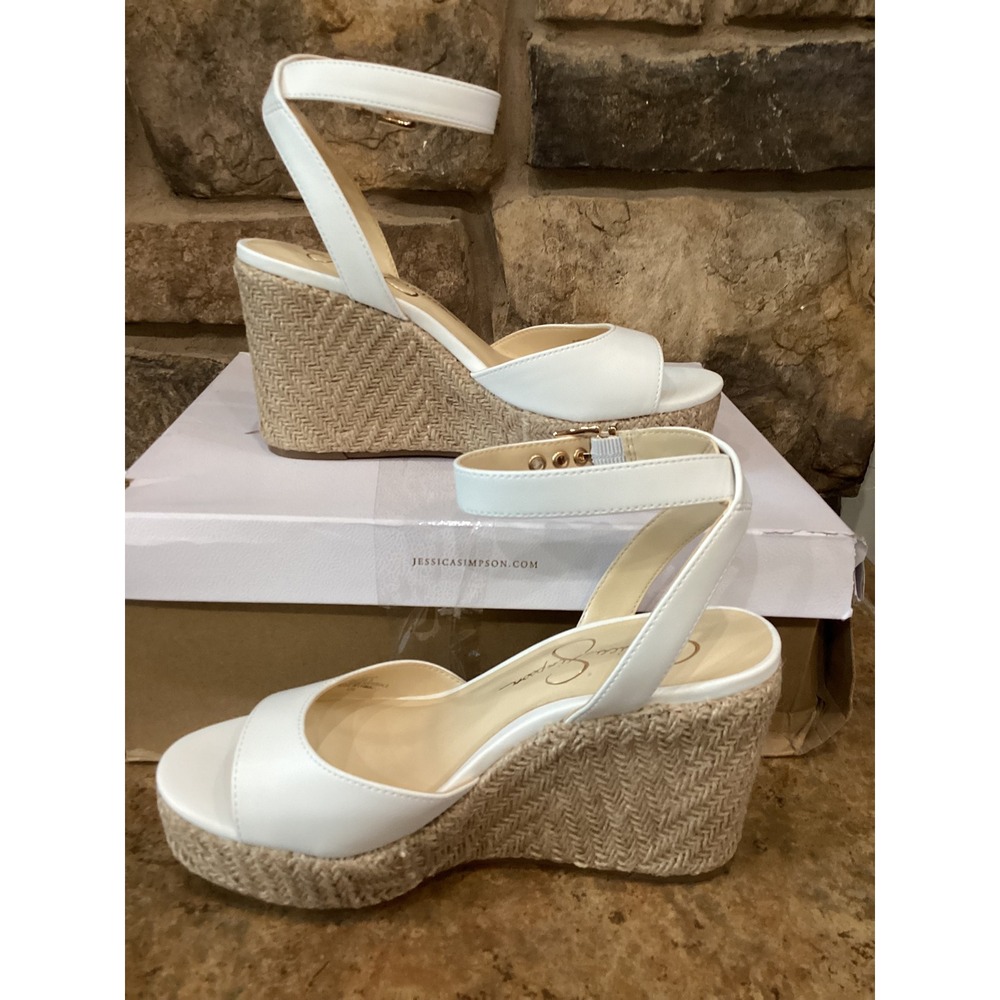 Jessica Simpson Mauvien White Nappa Espadrille Wedge Sandals JP-MAUVIEN 6M New - Picture 2 of 8